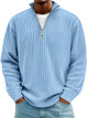 Men's ribbed quarter-zip sweater with stand collar