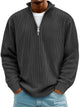 Men's ribbed quarter-zip sweater with stand collar