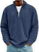 Men's ribbed quarter-zip sweater with stand collar