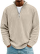 Men's ribbed quarter-zip sweater with stand collar