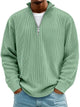 Men's ribbed quarter-zip sweater with stand collar