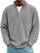 Men's ribbed quarter-zip sweater with stand collar