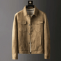 Men's long-sleeve utility jacket with shirt collar, button front and four flap pockets
