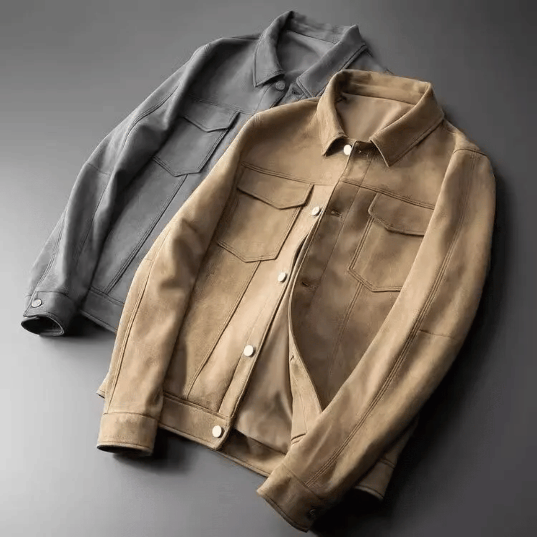 Men's long-sleeve utility jacket with shirt collar, button front and four flap pockets