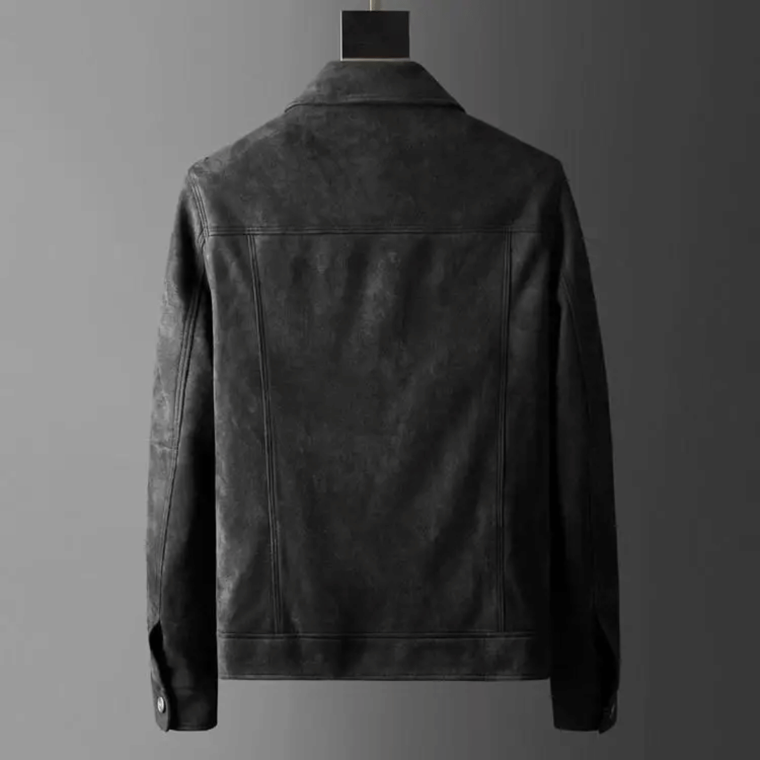 Men's long-sleeve utility jacket with shirt collar, button front and four flap pockets