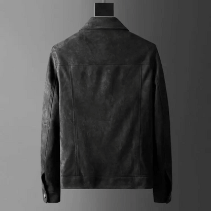 Men's long-sleeve utility jacket with shirt collar, button front and four flap pockets