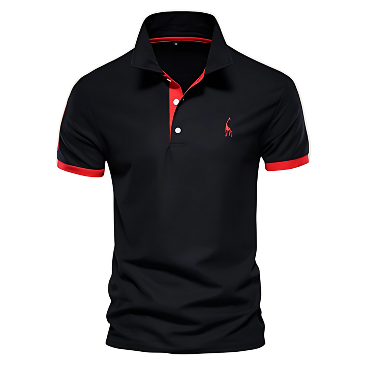 Men's Short Sleeve Polo Shirt, Contrast Collar Embroidered Casual Smart Polo