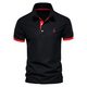 Men's Short Sleeve Polo Shirt, Contrast Collar Embroidered Casual Smart Polo