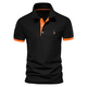 Men's Short Sleeve Polo Shirt, Contrast Collar Embroidered Casual Smart Polo