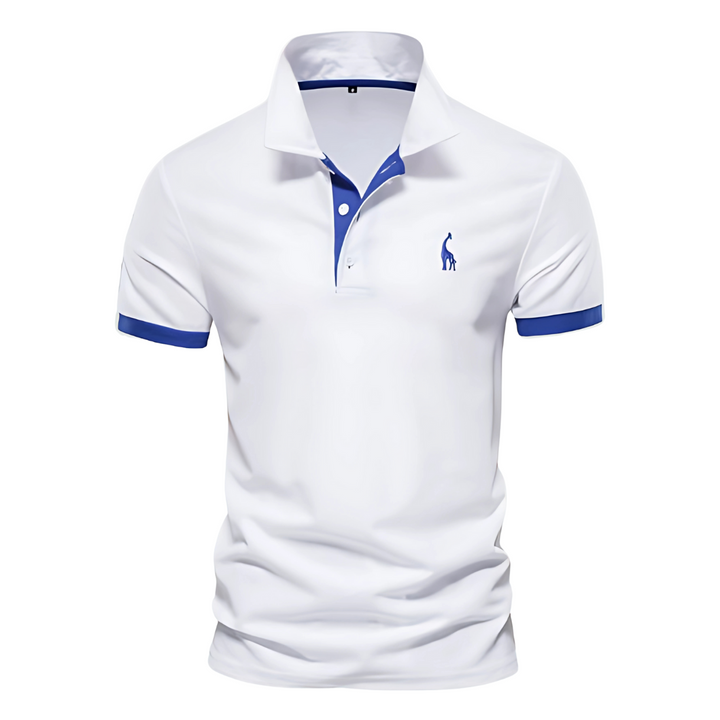 Men's Short Sleeve Polo Shirt, Contrast Collar Embroidered Casual Smart Polo
