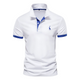Men's Short Sleeve Polo Shirt, Contrast Collar Embroidered Casual Smart Polo