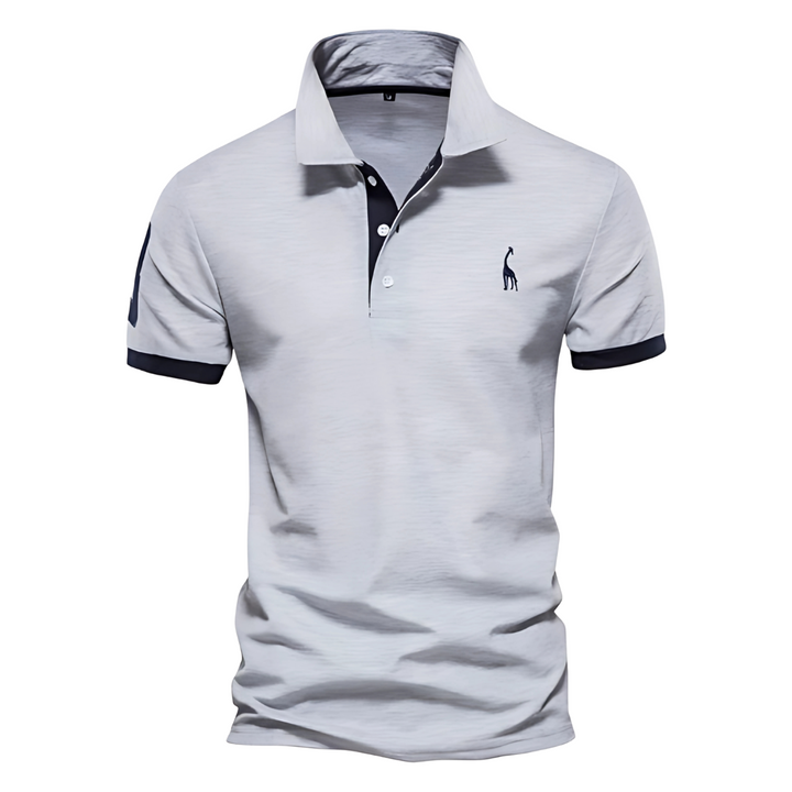 Men's Short Sleeve Polo Shirt, Contrast Collar Embroidered Casual Smart Polo