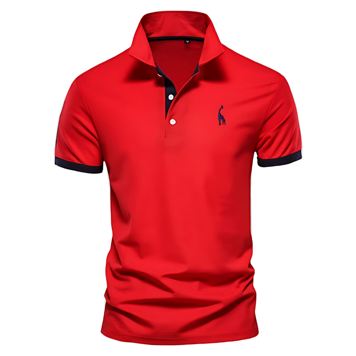 Men's Short Sleeve Polo Shirt, Contrast Collar Embroidered Casual Smart Polo