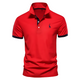 Men's Short Sleeve Polo Shirt, Contrast Collar Embroidered Casual Smart Polo