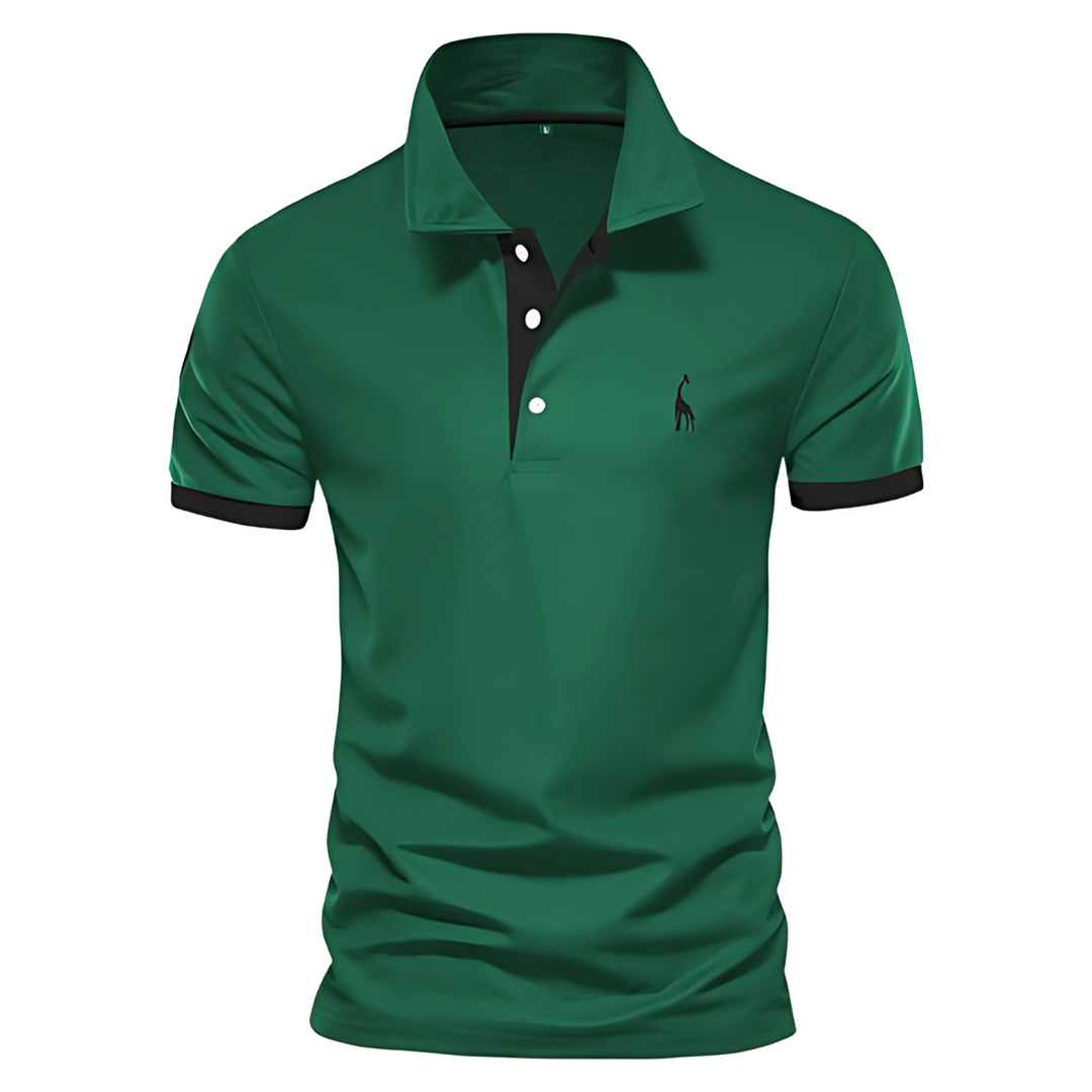 Men's Short Sleeve Polo Shirt, Contrast Collar Embroidered Casual Smart Polo