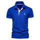 Men's Short Sleeve Polo Shirt, Contrast Collar Embroidered Casual Smart Polo
