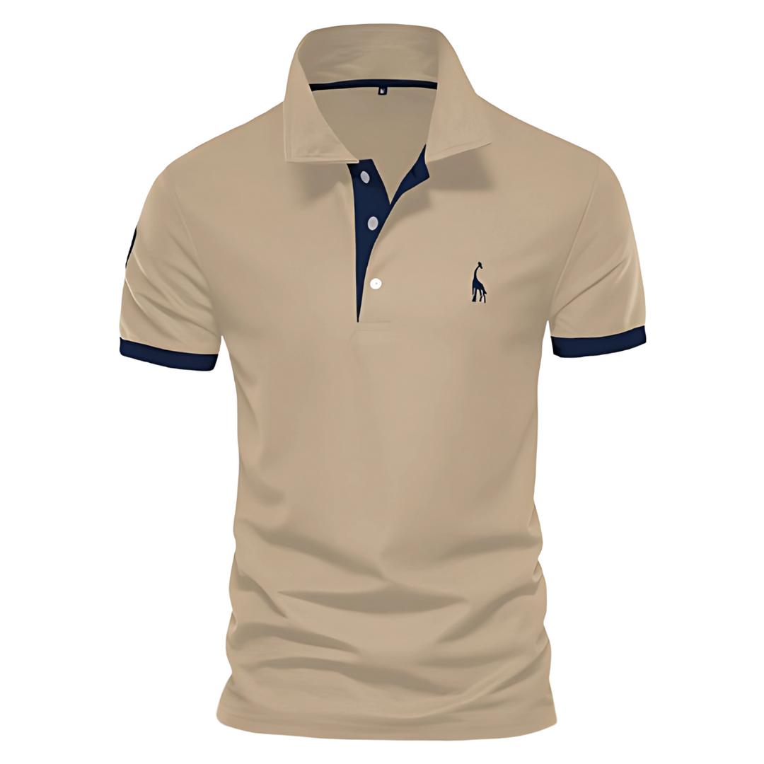 Men's Short Sleeve Polo Shirt, Contrast Collar Embroidered Casual Smart Polo