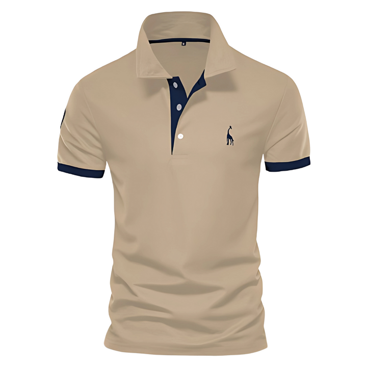 Men's Short Sleeve Polo Shirt, Contrast Collar Embroidered Casual Smart Polo