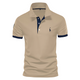 Men's Short Sleeve Polo Shirt, Contrast Collar Embroidered Casual Smart Polo