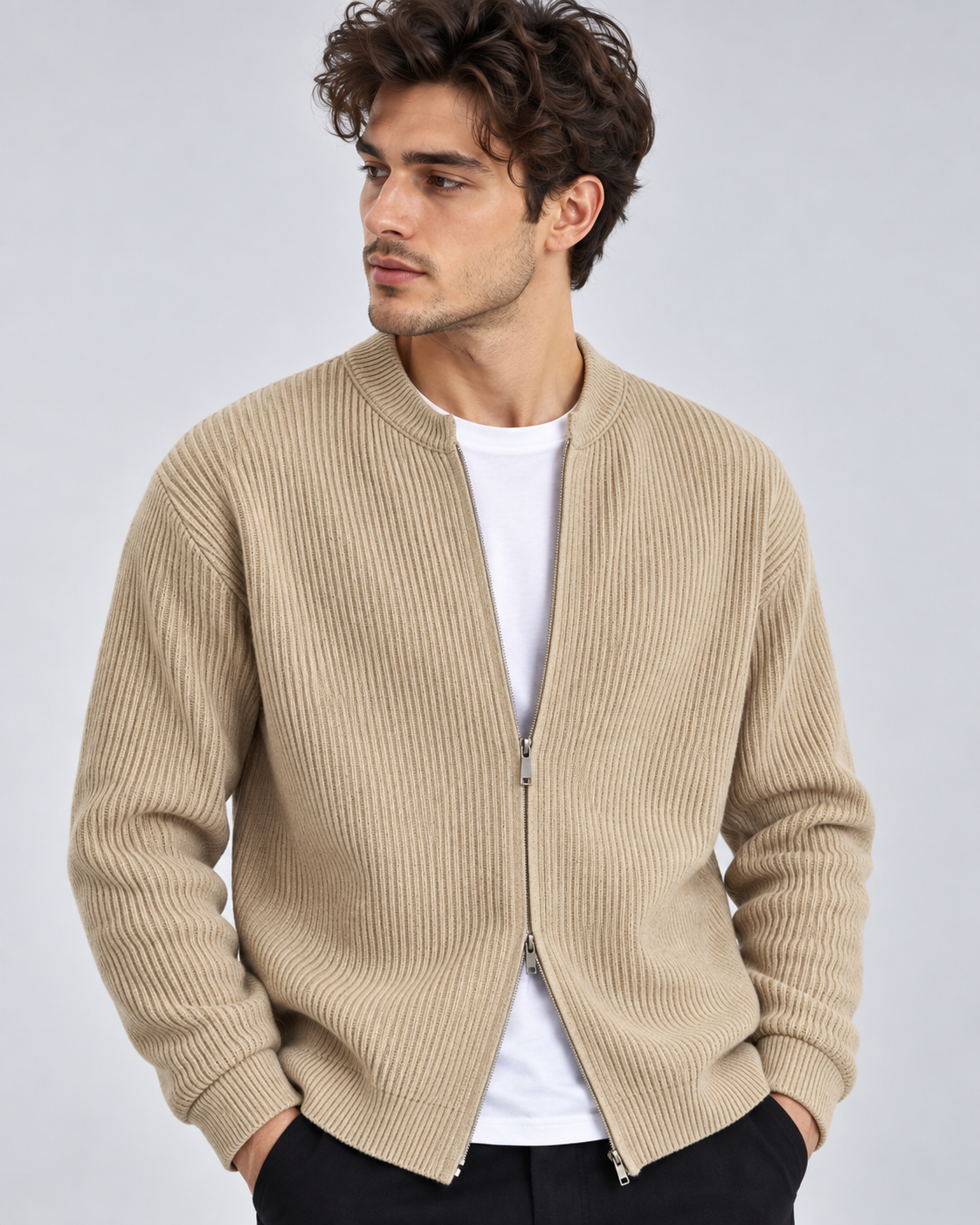 Men's fitted knitted cardigan in a business style