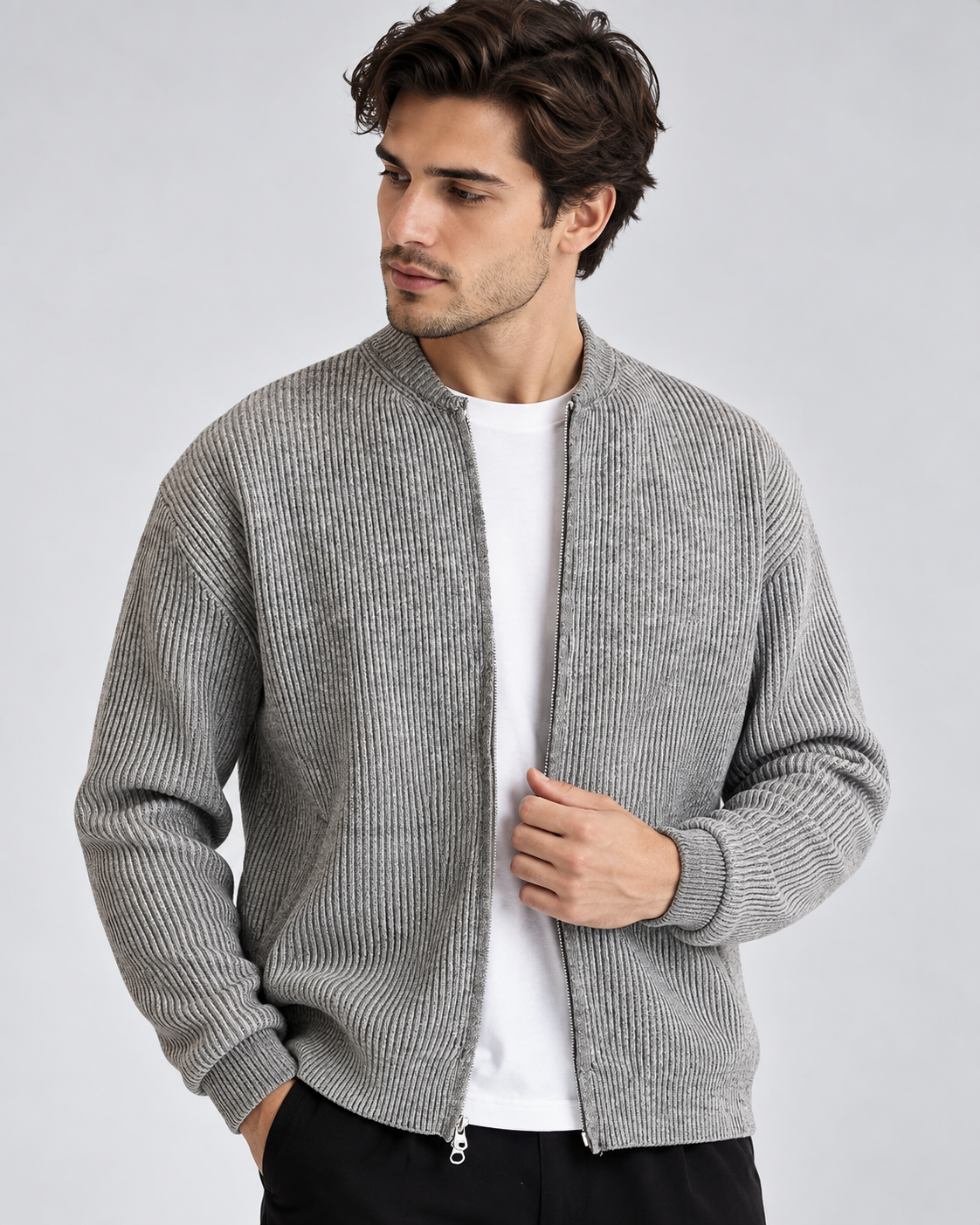 Men's fitted knitted cardigan in a business style
