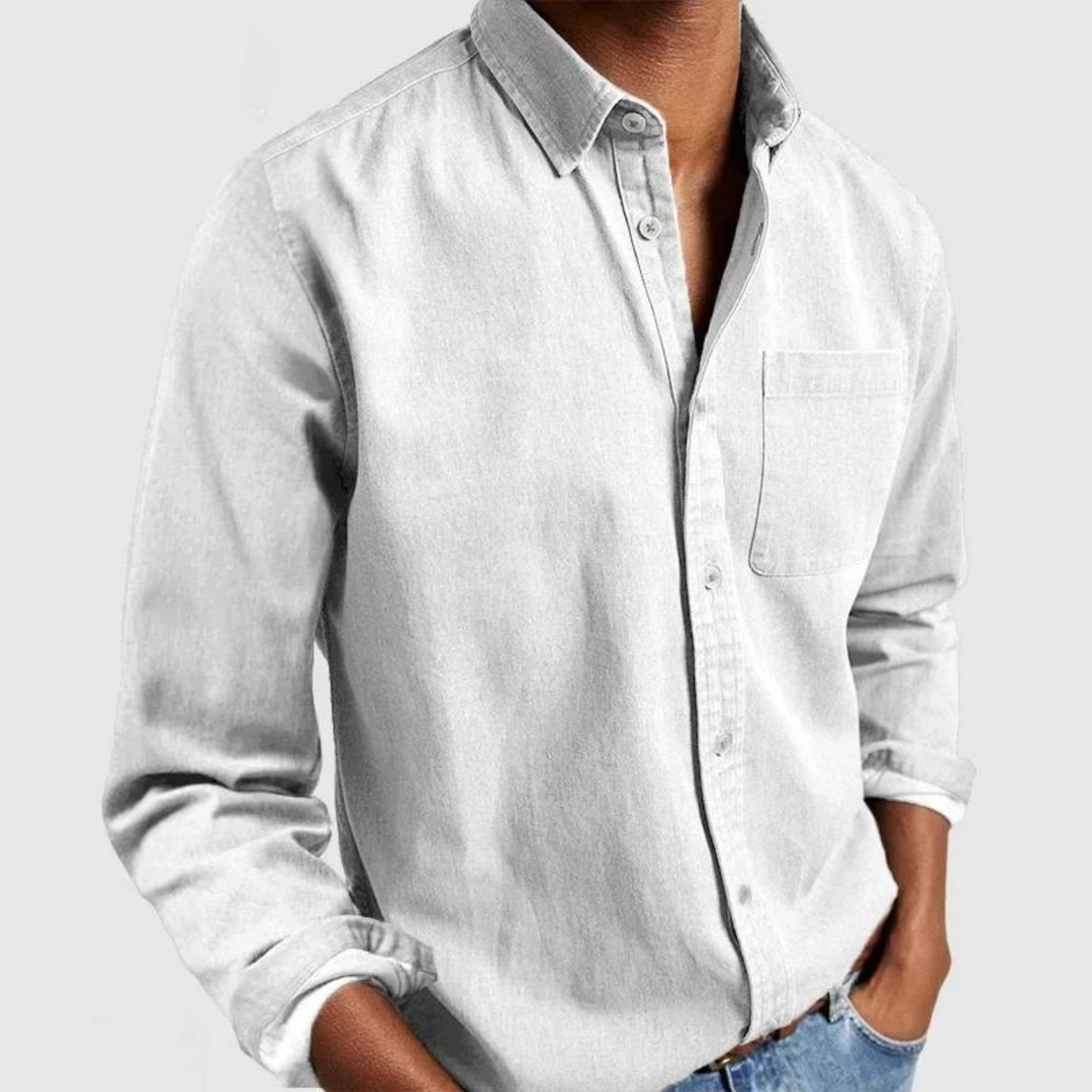 Men's Breathable Smart Casual Shirt, Long Sleeve Button-Down Regular Fit Dress Shirt