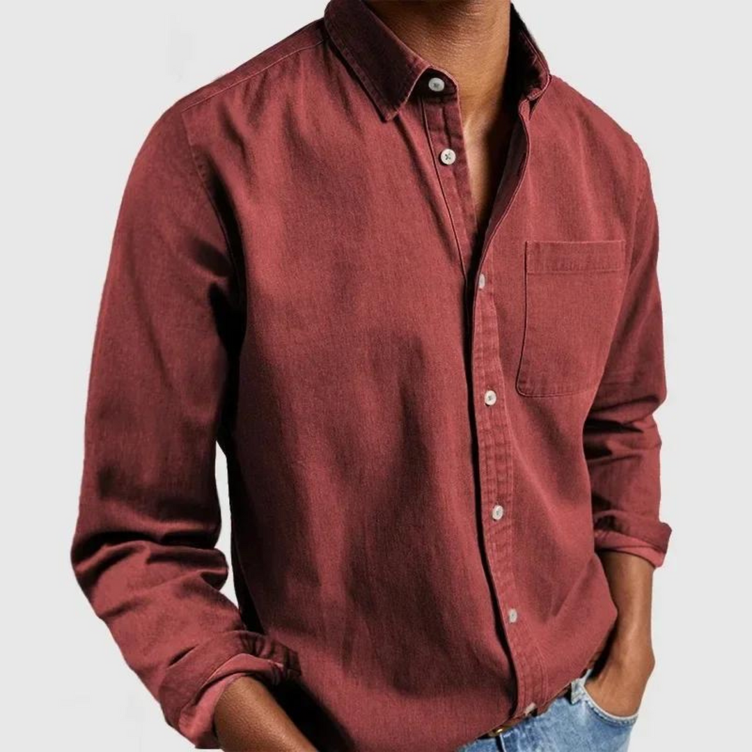 Men's Breathable Smart Casual Shirt, Long Sleeve Button-Down Regular Fit Dress Shirt