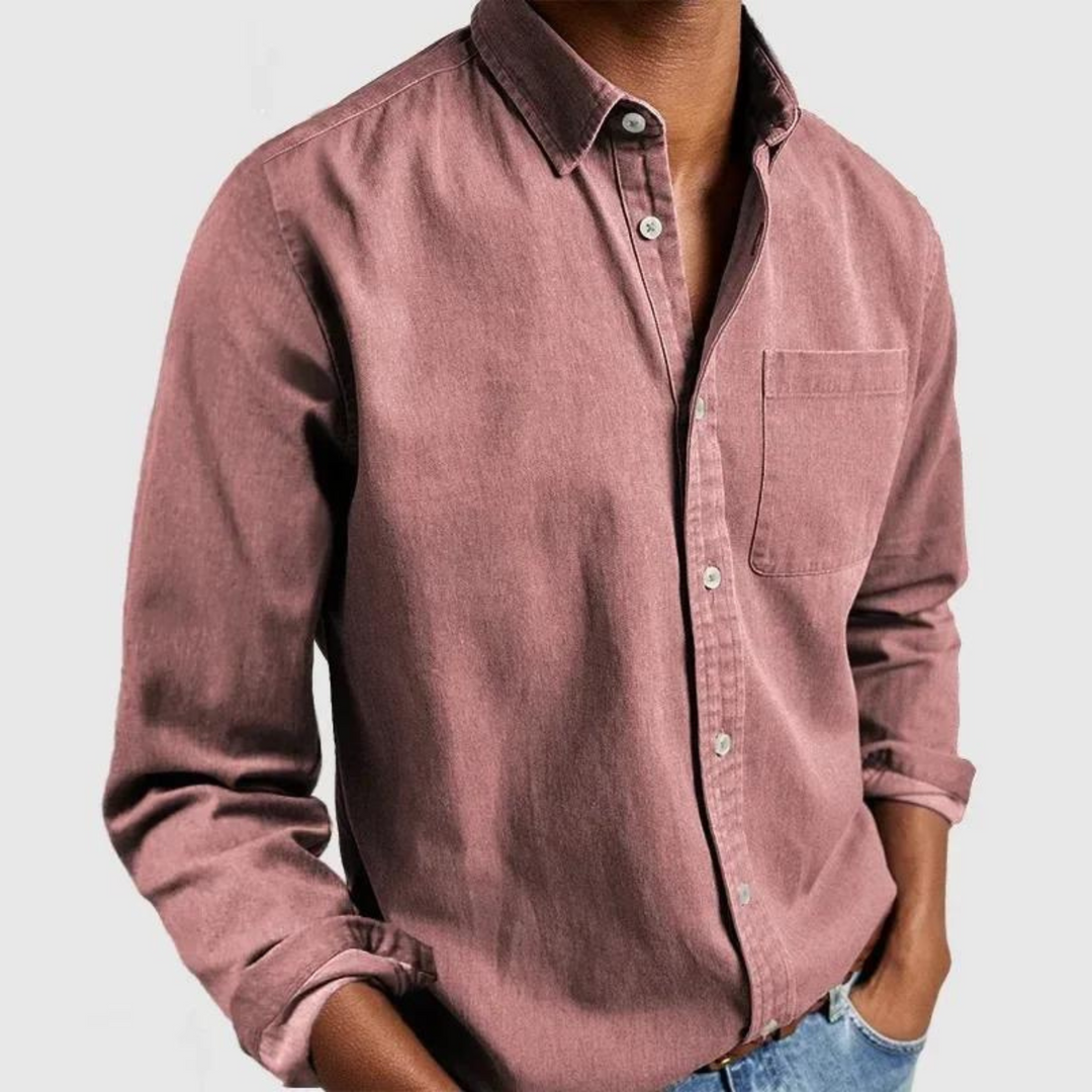 Men's Breathable Smart Casual Shirt, Long Sleeve Button-Down Regular Fit Dress Shirt