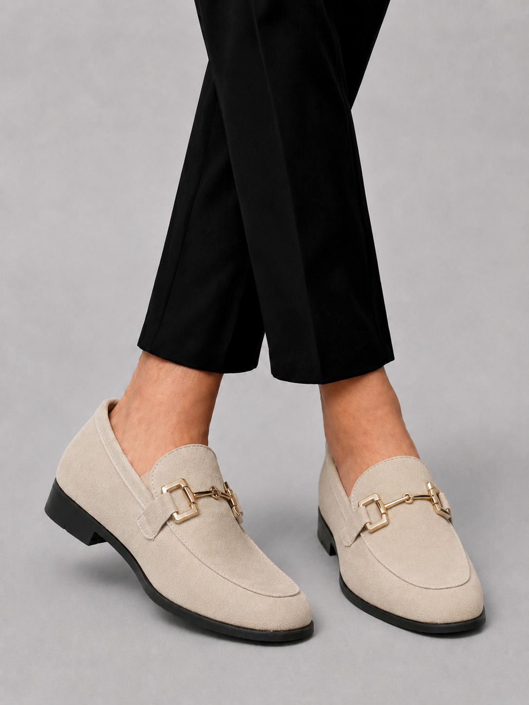 Men's Suede Loafers with Metal Detail