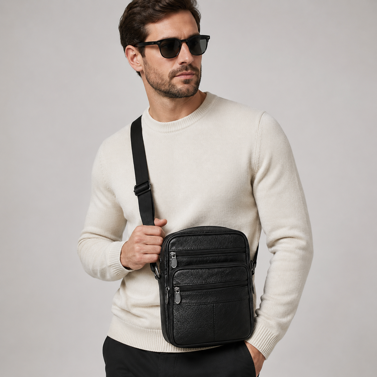 Men's Genuine Leather Shoulder Bag