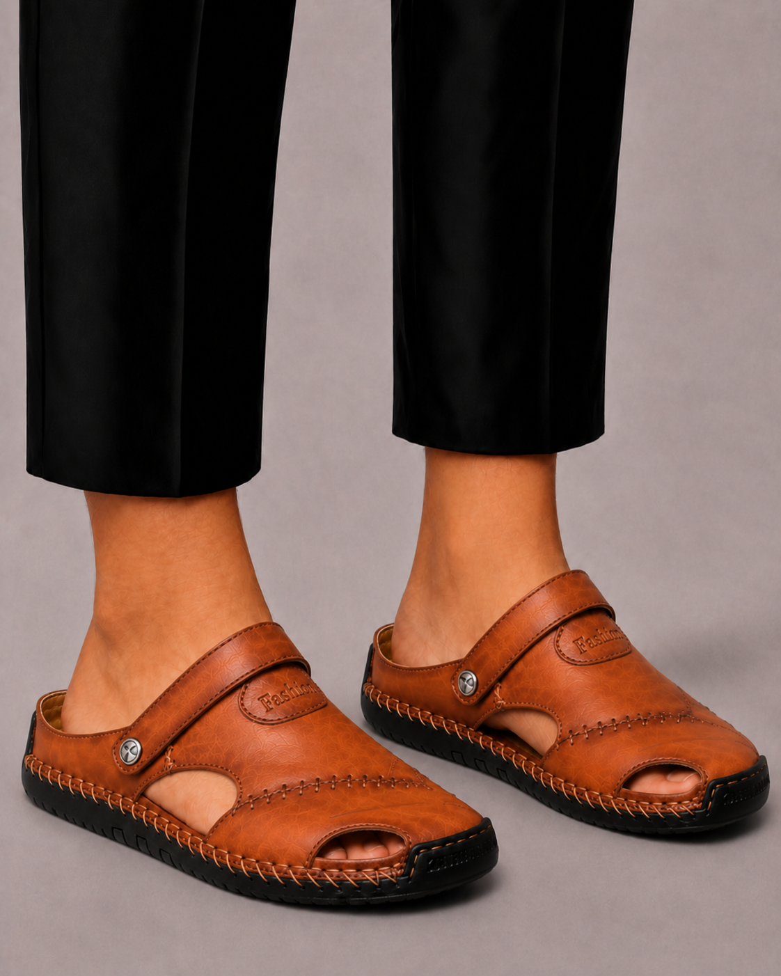Men's Closed-Toe Sandals with Adjustable Strap