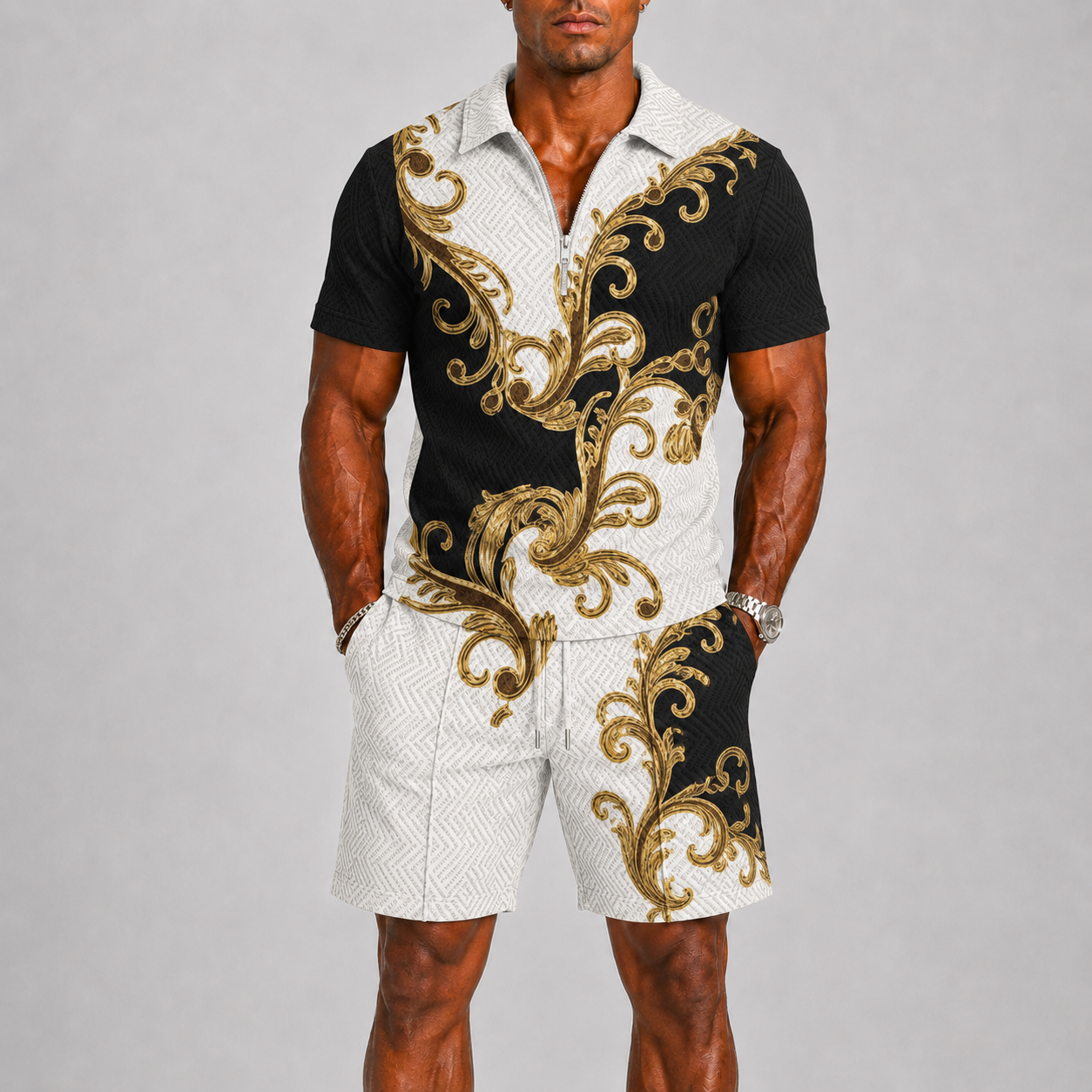 Men's Summer Set with Zip Polo and Shorts
