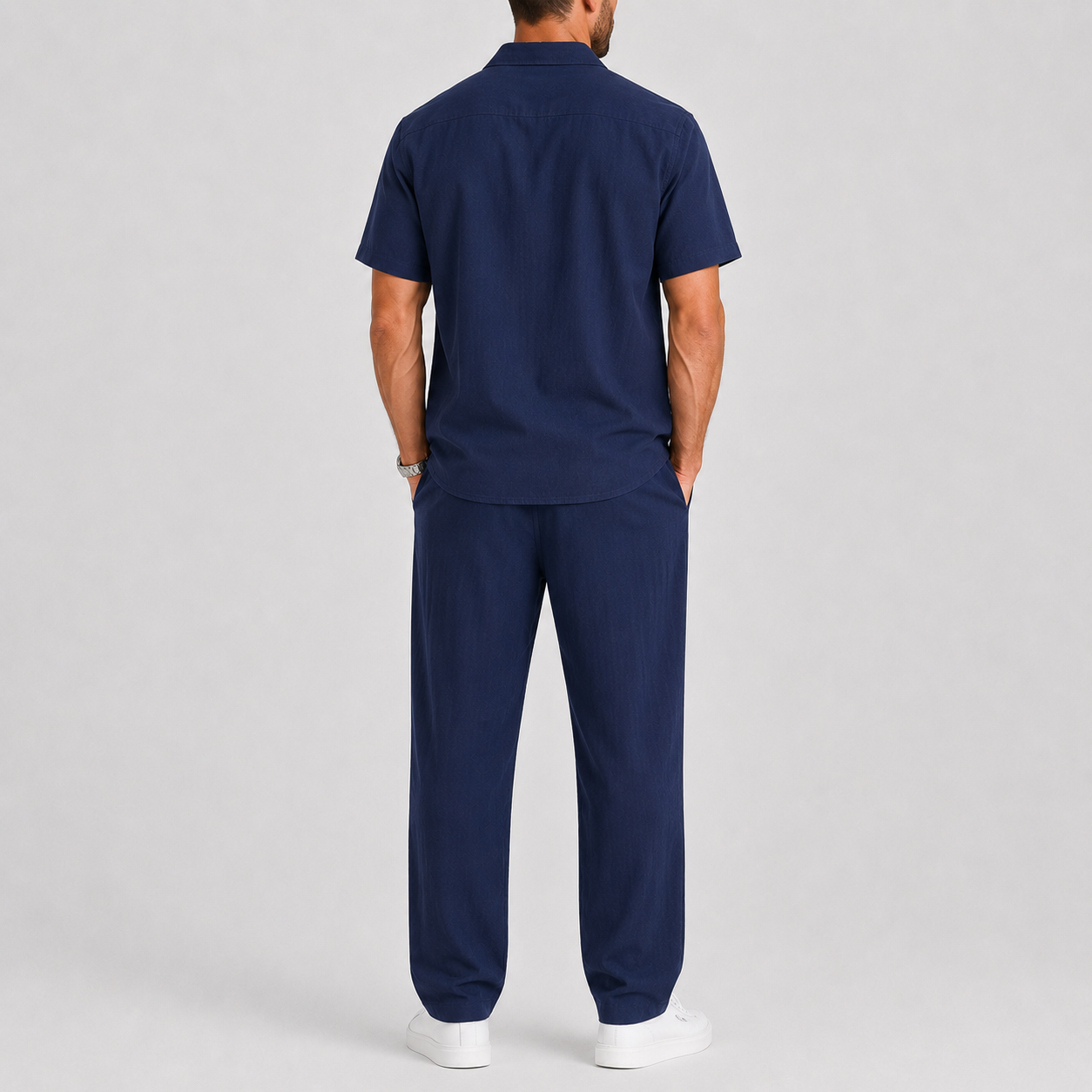 Men's Summer Set with Shirt and Wide-Leg Trousers