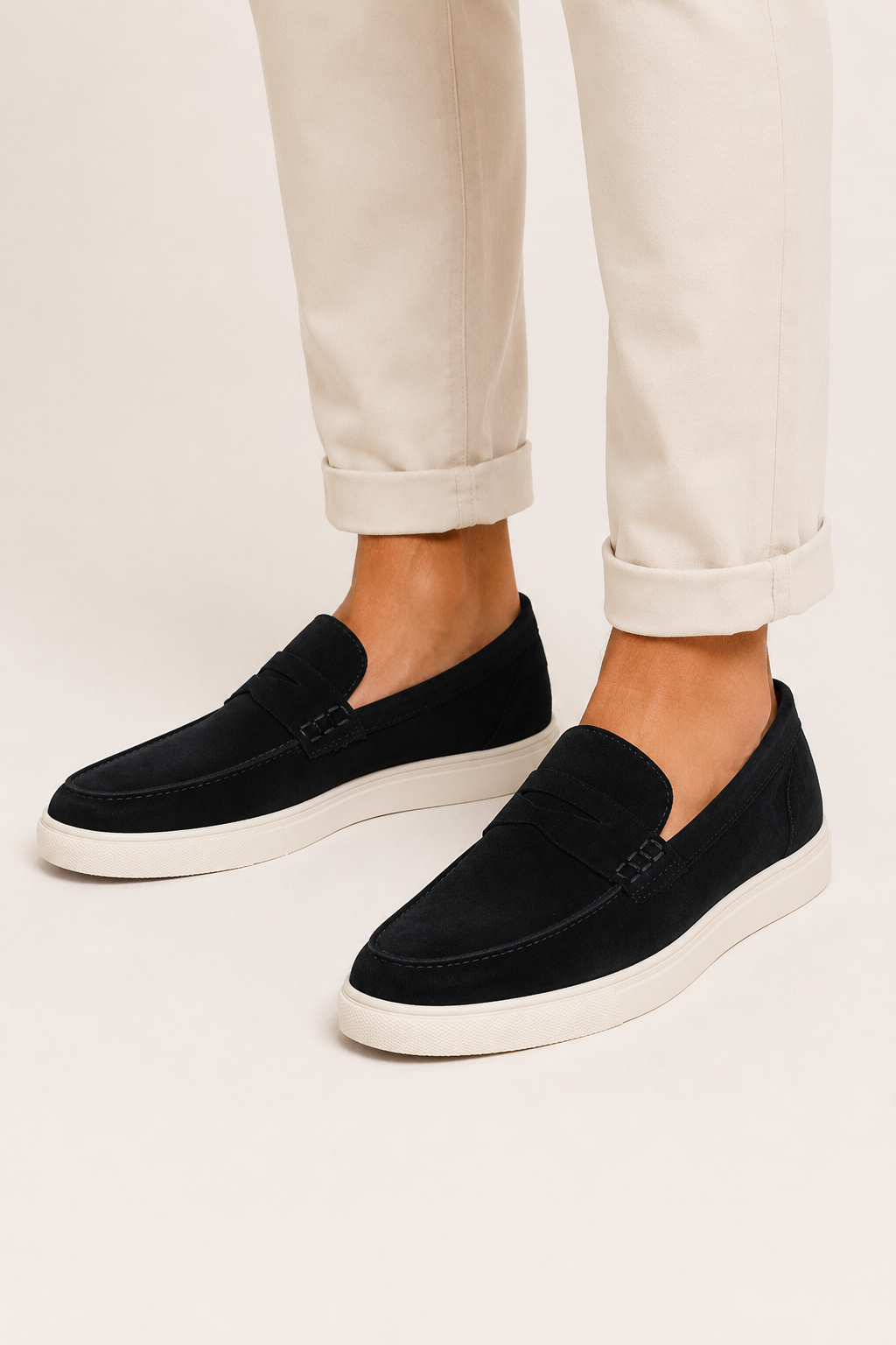 Men's casual slip-on loafers with trainer-style soles