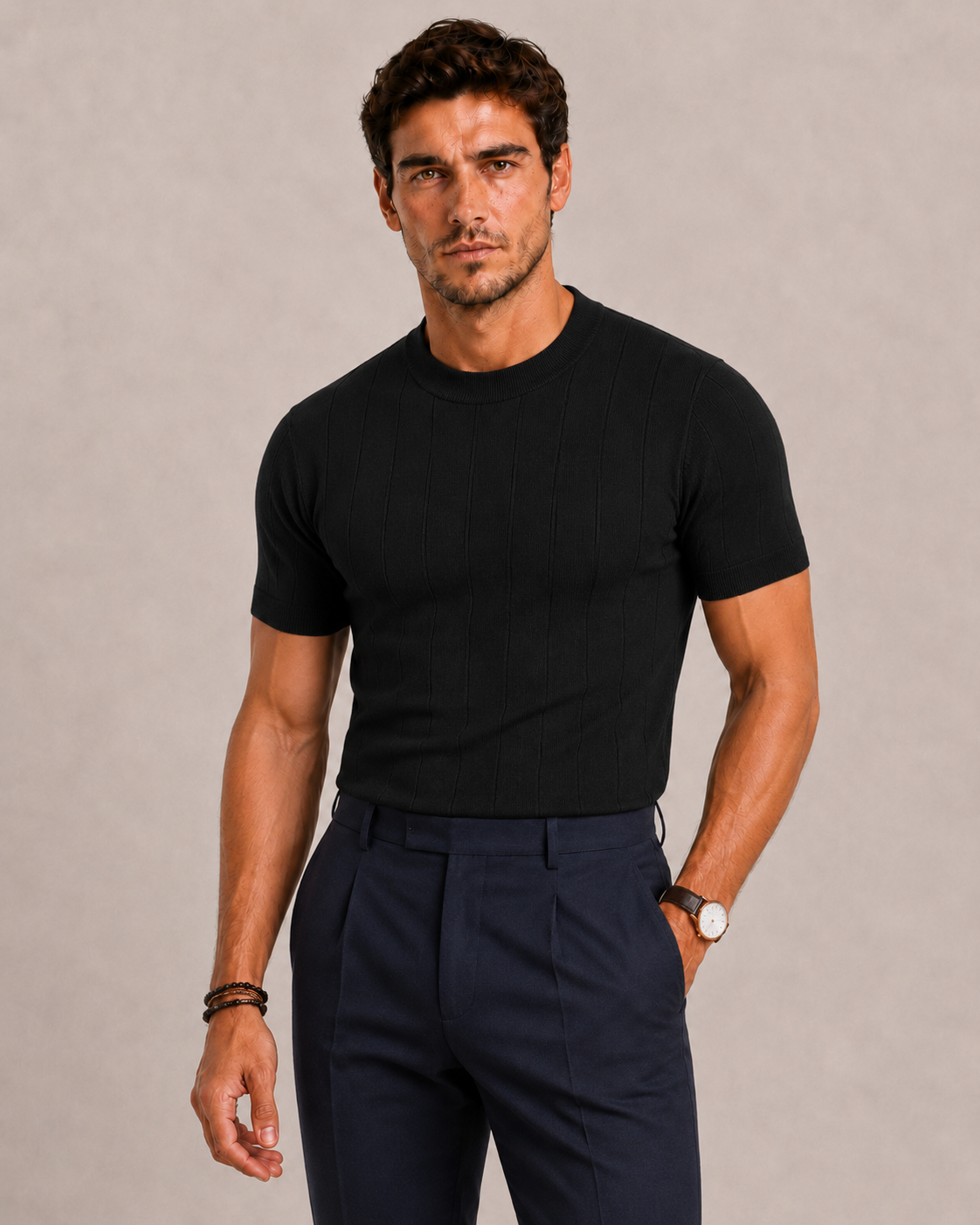 Men's Knitted Short-Sleeve Polo Shirt