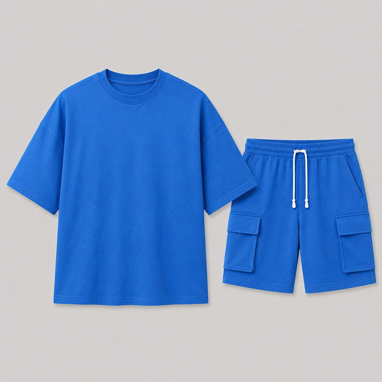 Men's Sporty Summer Set with Oversized Tee and Cargo Shorts