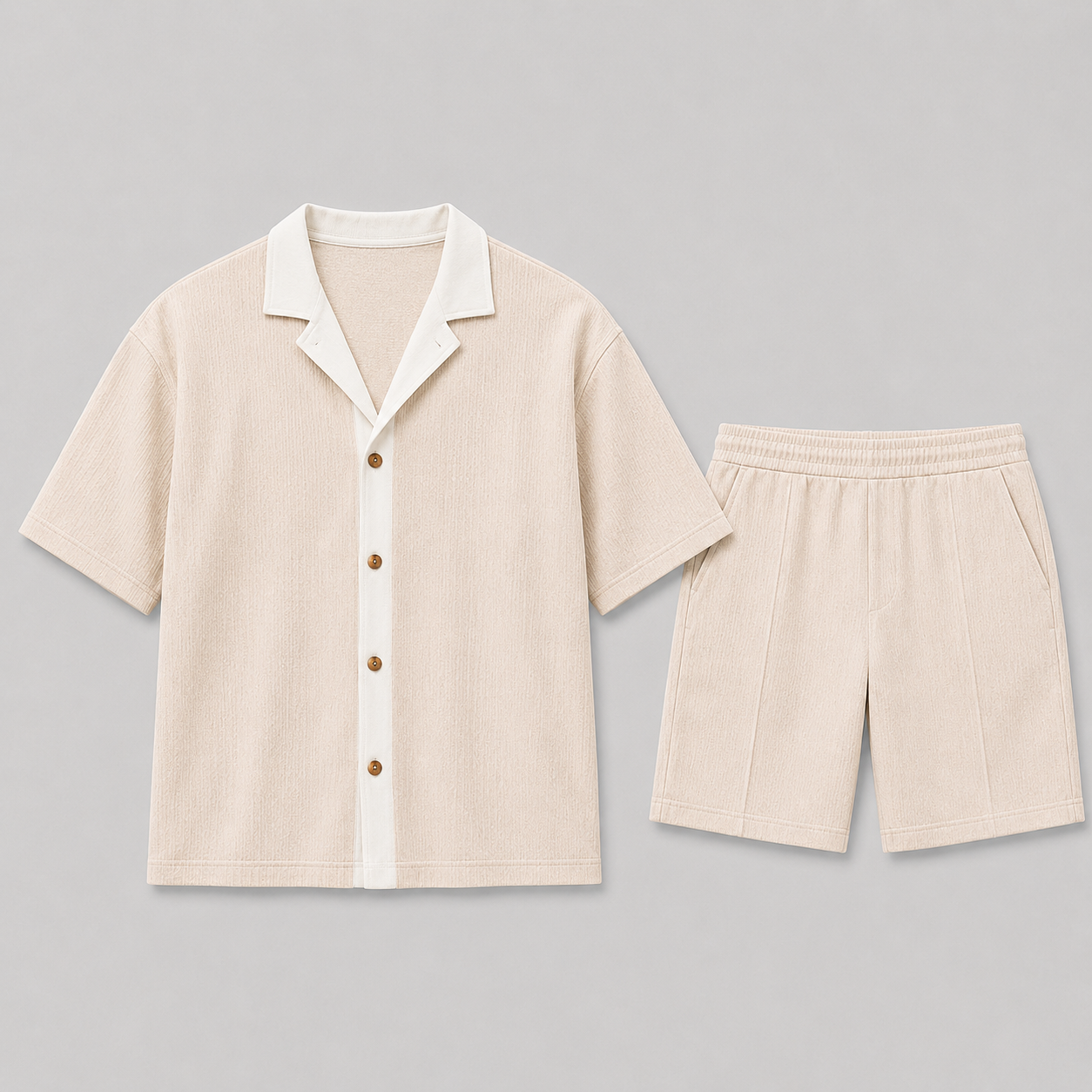 Men's Summer Set in Waffle Texture with Shorts