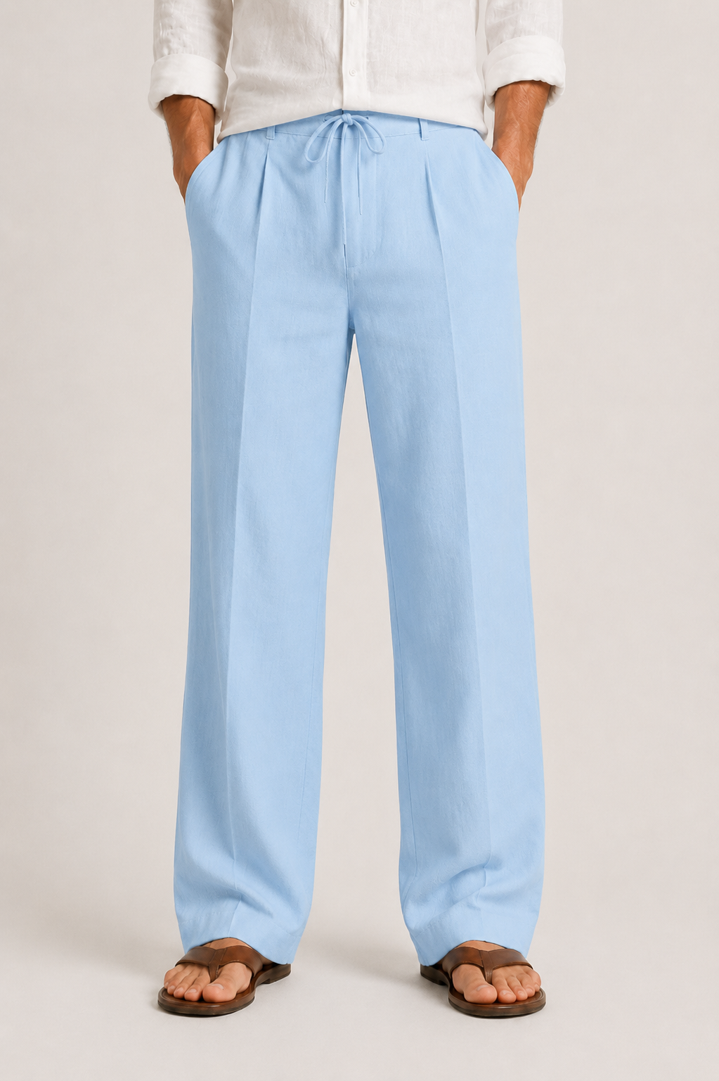Men's Linen Trousers with Drawstring Waist