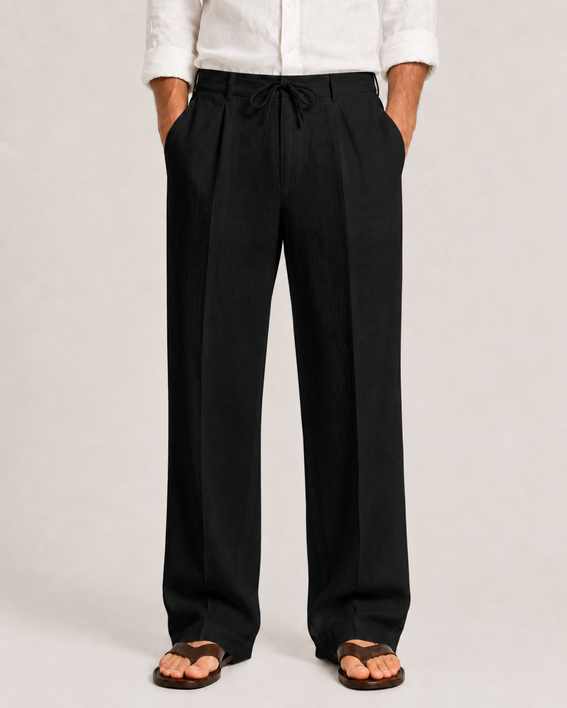 Men's Linen Trousers with Drawstring Waist