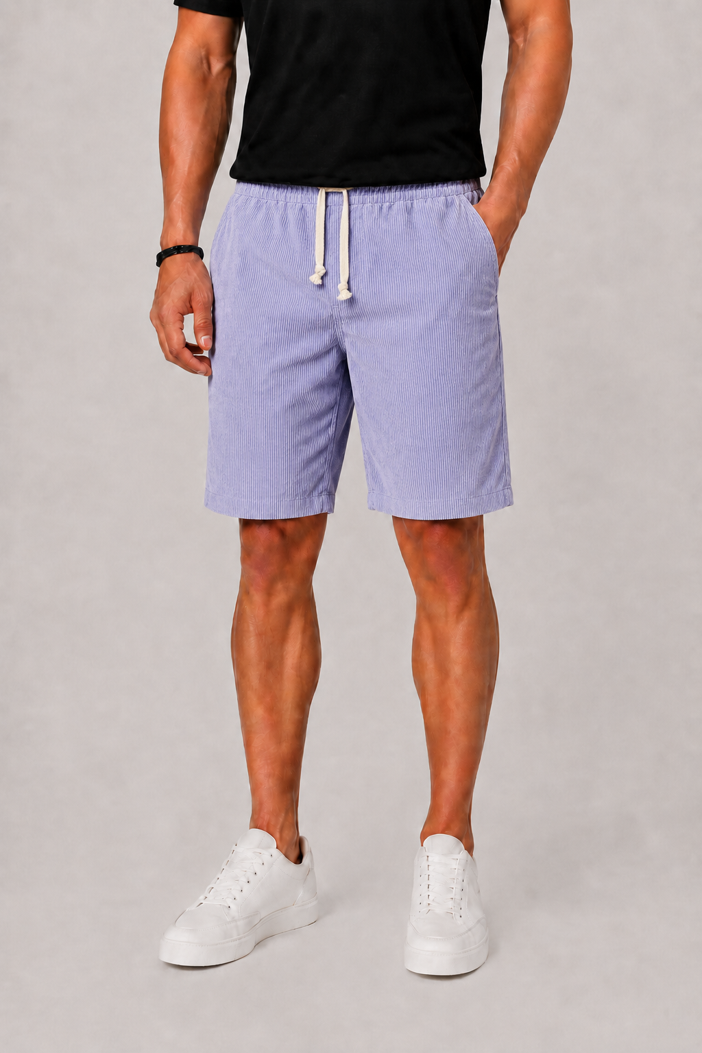 Men's Striped Shorts with Drawstring Waist