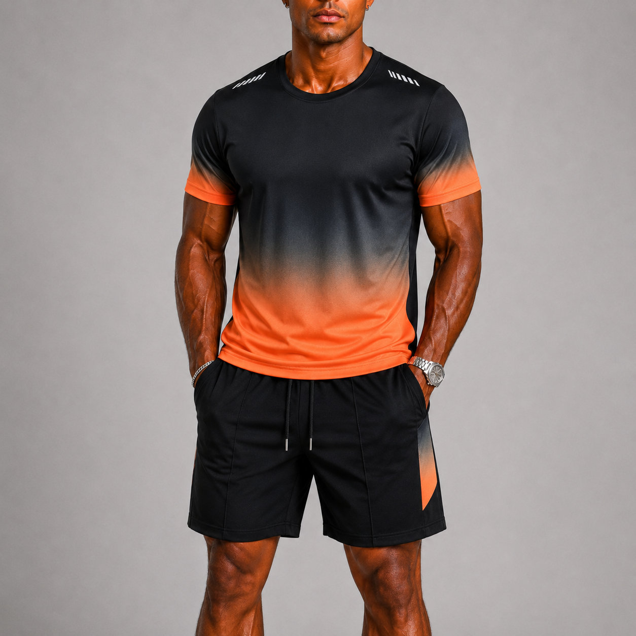 Men's Quick-Dry Sportswear Set with Gradient Print