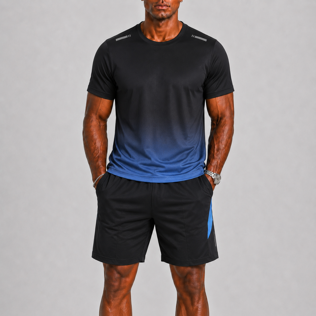 Men's Quick-Dry Sportswear Set with Gradient Print