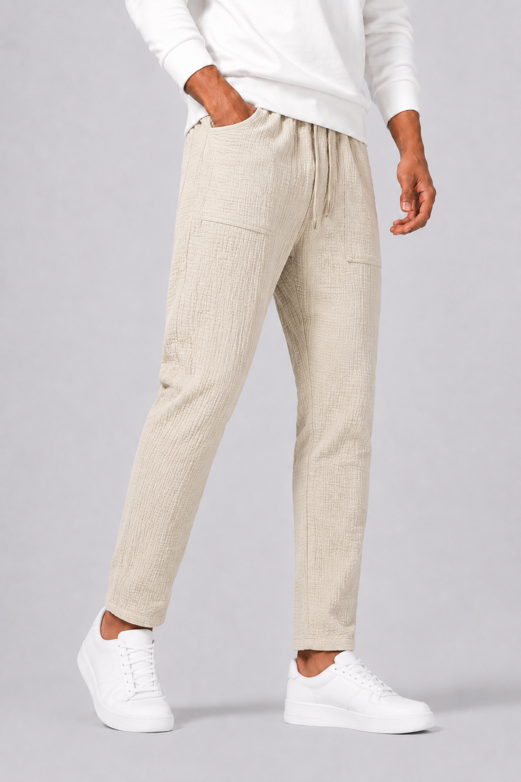 Men's Tapered Joggers in Textured Fabric