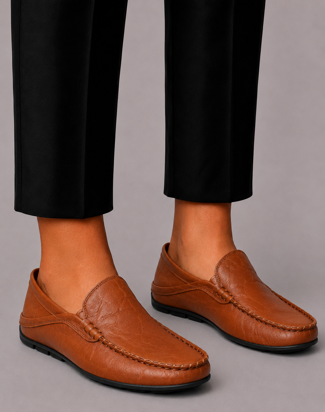 Men's Leather Loafers with Foldable Heel