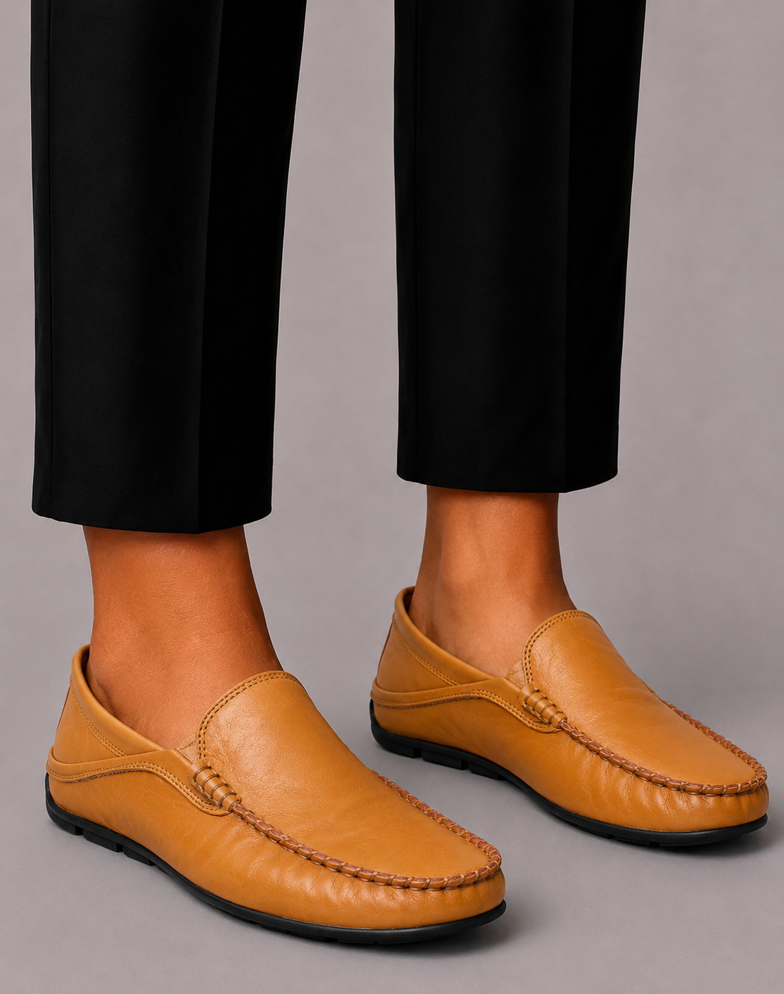 Men's Leather Loafers with Foldable Heel