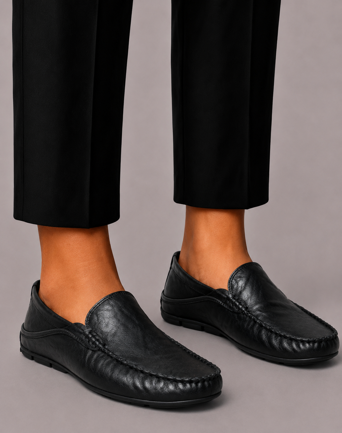 Men's Leather Loafers with Foldable Heel