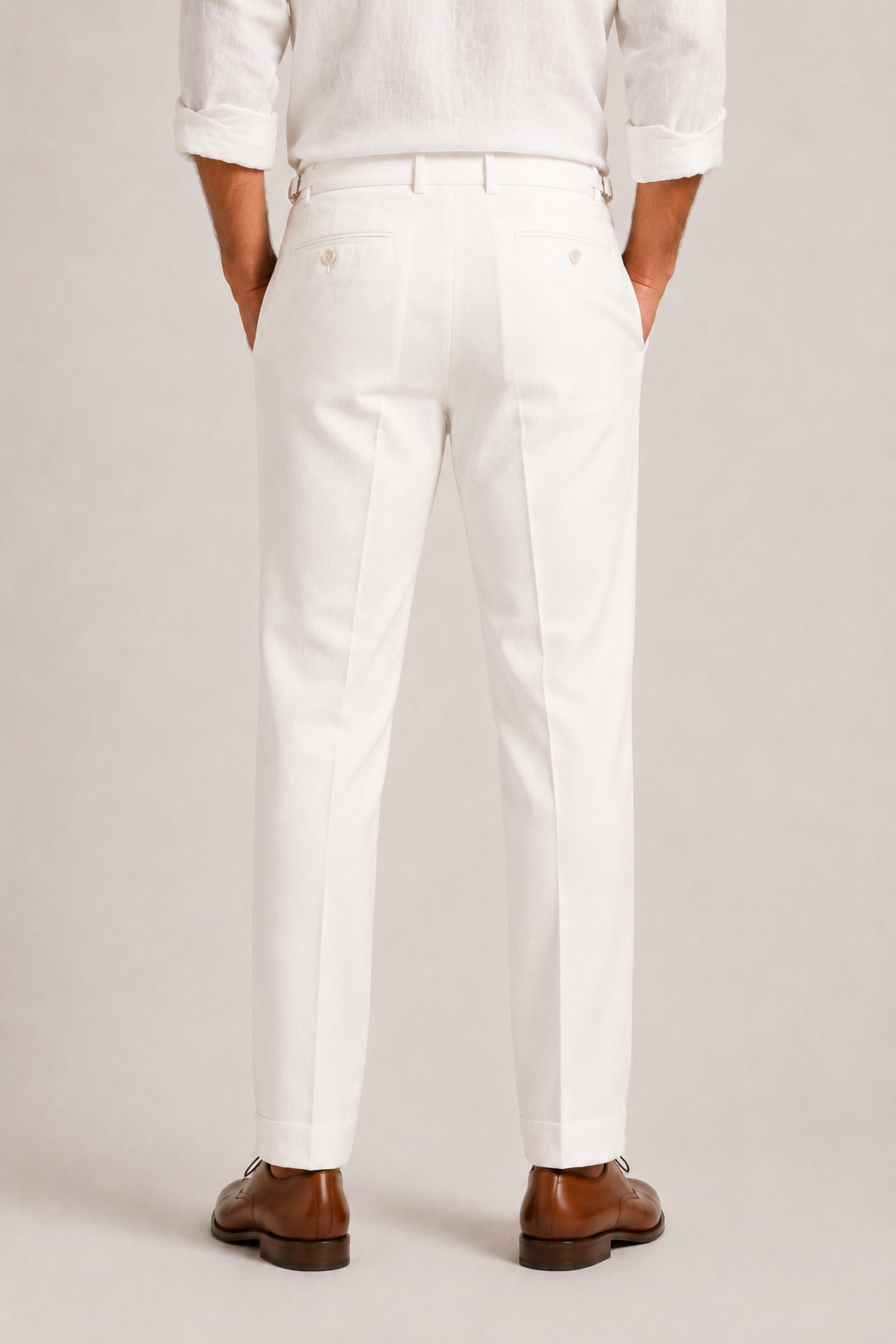 Men's Linen Trousers with Double Pleat