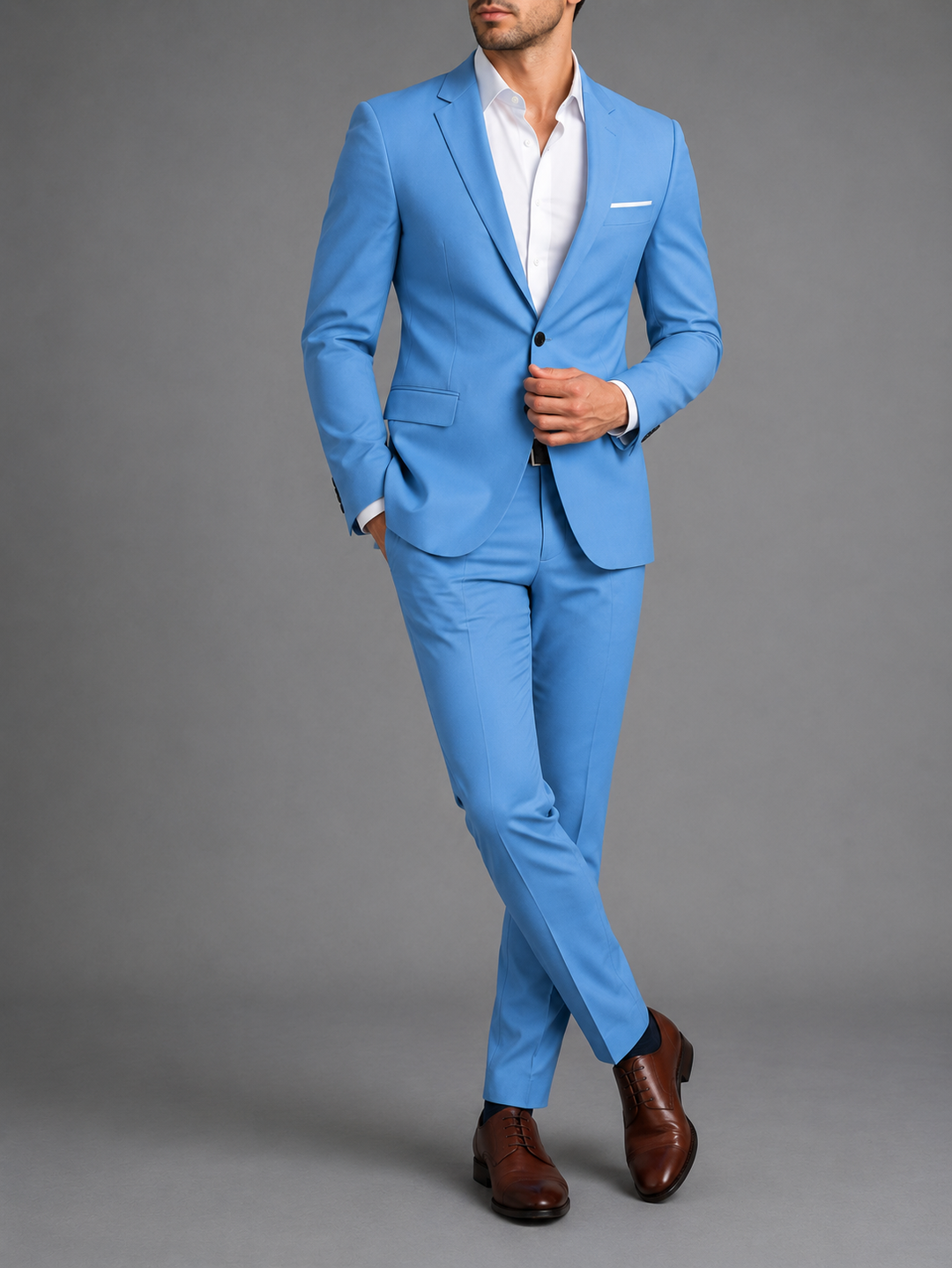 Men's classic two-piece suit with jacket and trousers
