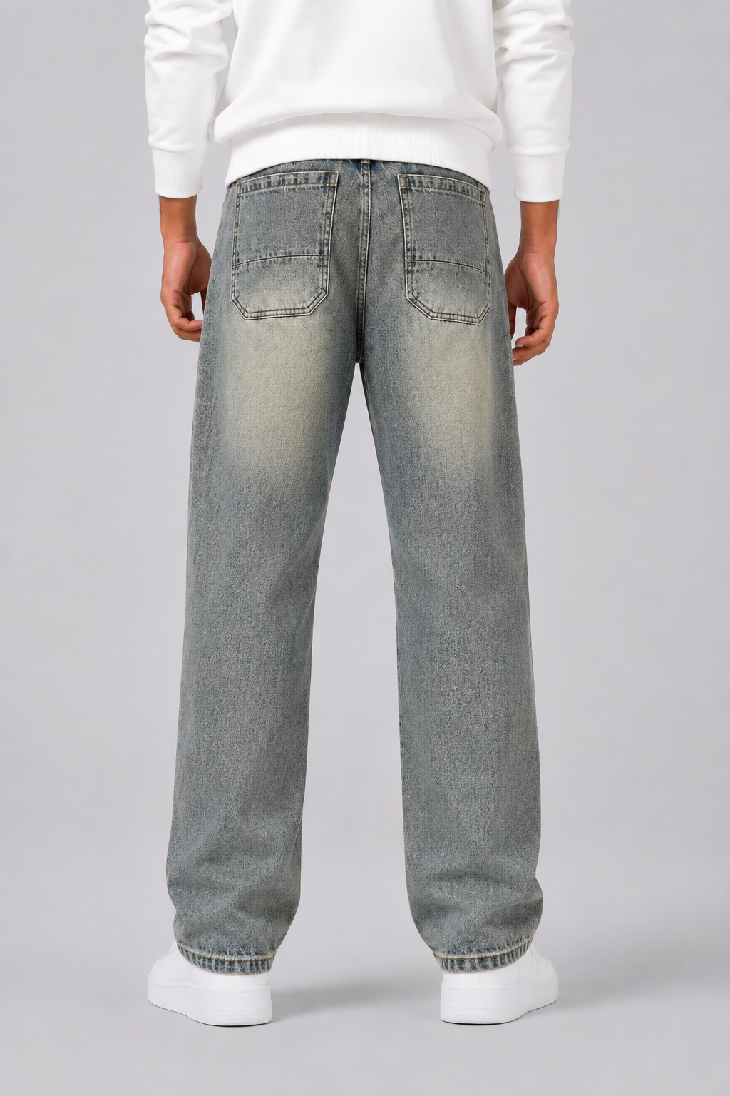 Men's Straight-Fit Jeans in Washed Denim