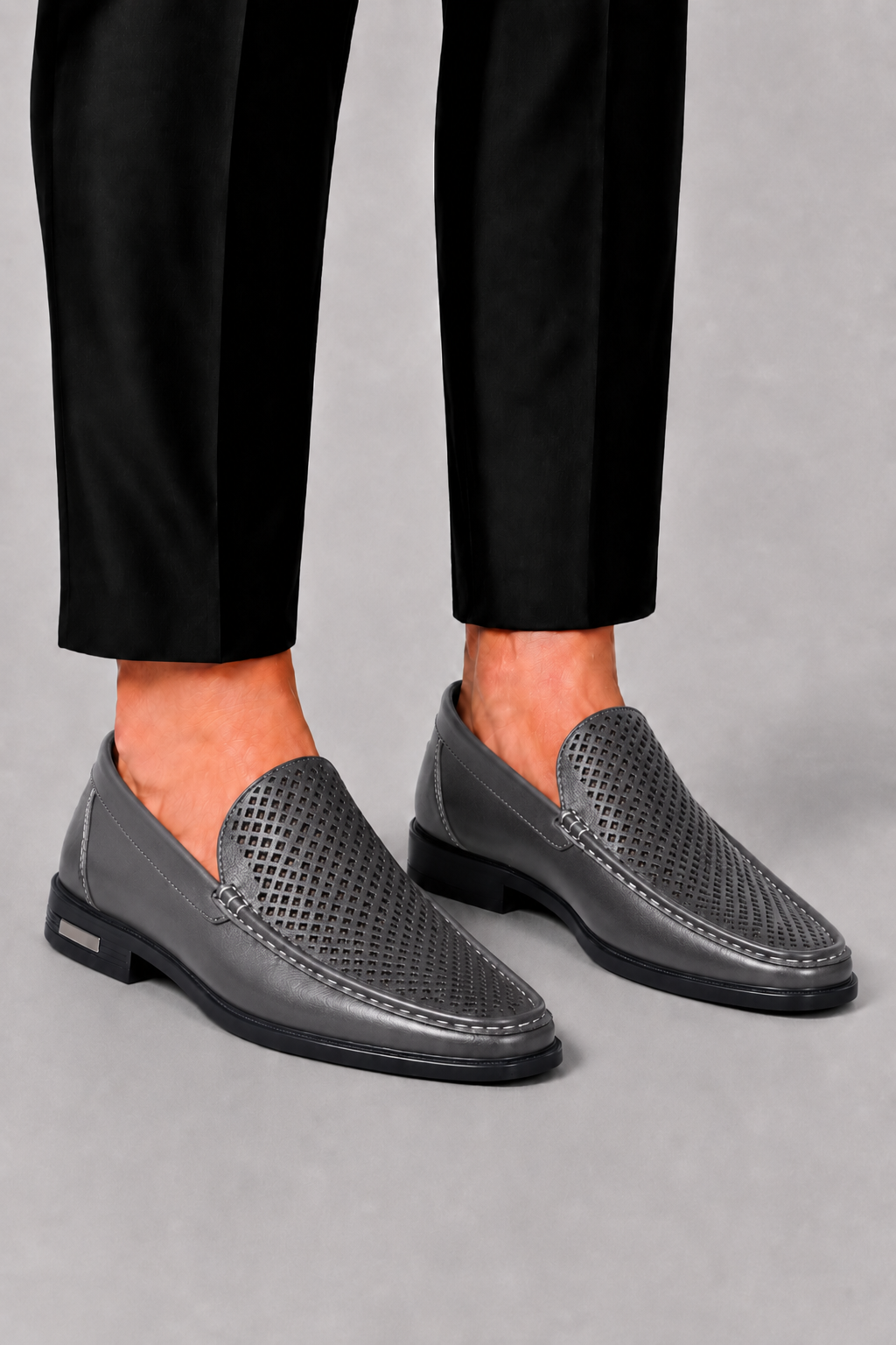 Men's Leather Moccasins with Perforation Detail